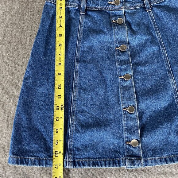 H&M Divided A-Line Denim Skirt Women's 8 Blue Button Front Casual Travel - Picture 5 of 11